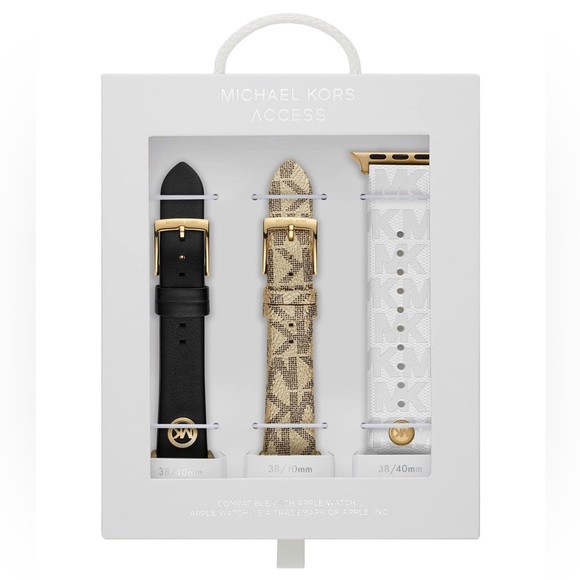 Michael Kors Multicolor Leather 38/40/41mm Apple Watch Band Interchangeable Set - Picture 1 of 3